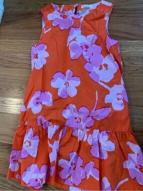 Crewcuts Orange Tank Dress with Pink Floral Print
